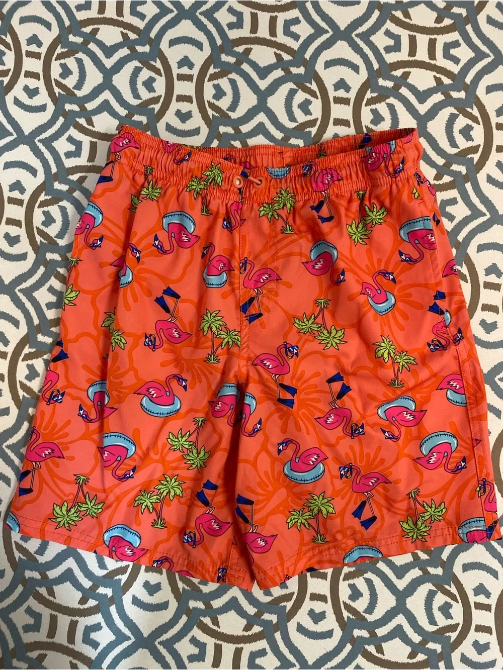 wonder nation Orange and Pink Flamingo Swim Shorts